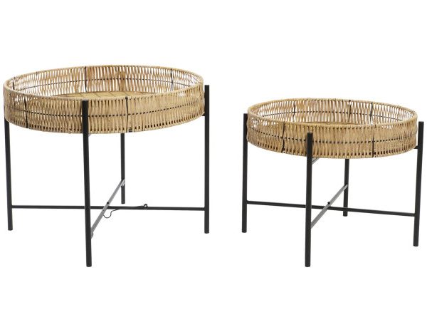 MESITA AUXILIAR SET 2 BAMBU METAL 64X64X51 NATURAL