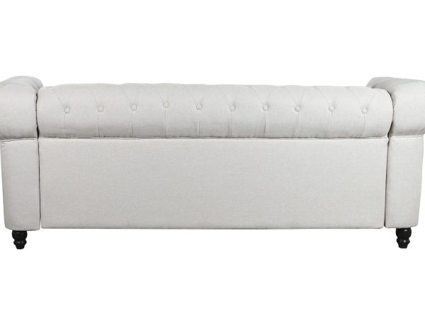 SOFA POLIESTER MADERA 209X84X76 CREMA