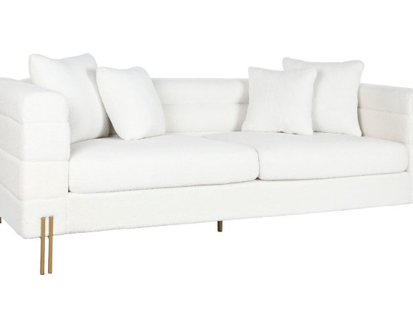 SOFA POLIESTER METAL 205X85X73 BORREGUITO BLANCO