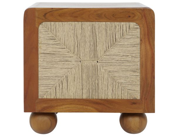 MESITA DE NOCHE ACACIA RATAN 50X40X50 TRENZADO