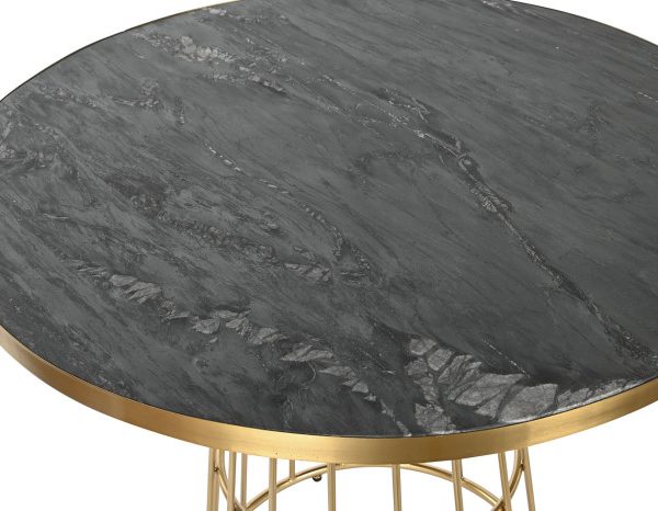 MESA COMEDOR MARMOL HIERRO 90X90X75,5 NEGRO