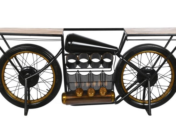 CONSOLA METAL 170X35,5X71 BOTELLERO NEGRO