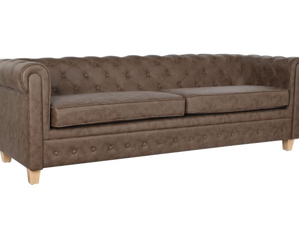 SOFA POLIESTER MADERA 216X78X70 3 PLAZAS MARRON
