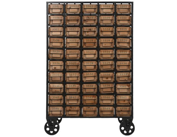 CAJONERA ABETO METAL 81X30X123 RUEDAS NEGRO