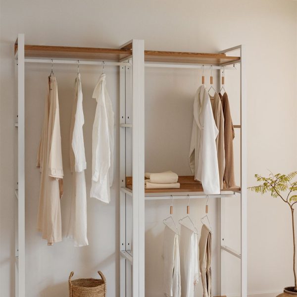 Armario Modular Abierto de 2 Piezas con Pechero en Acero y Madera Ariaster