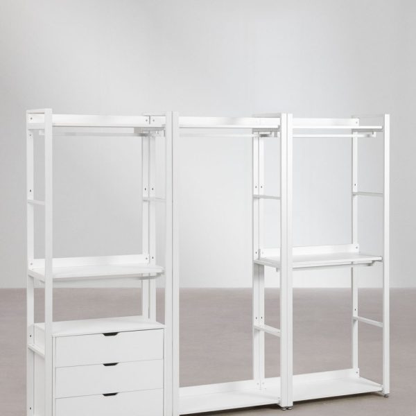 Armario Modular Abierto de 3 Piezas con Cajones en Acero y Madera Ariaster