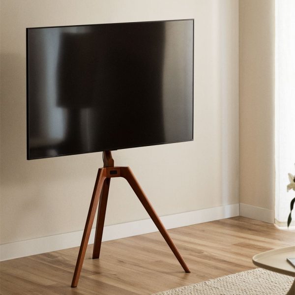 Soporte de Pie Trípode para TV en Acero y Madera Curtiz