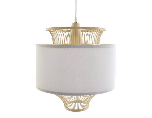 LAMPARA TECHO BAMBU POLIESTER 40X40X52 BLANCO