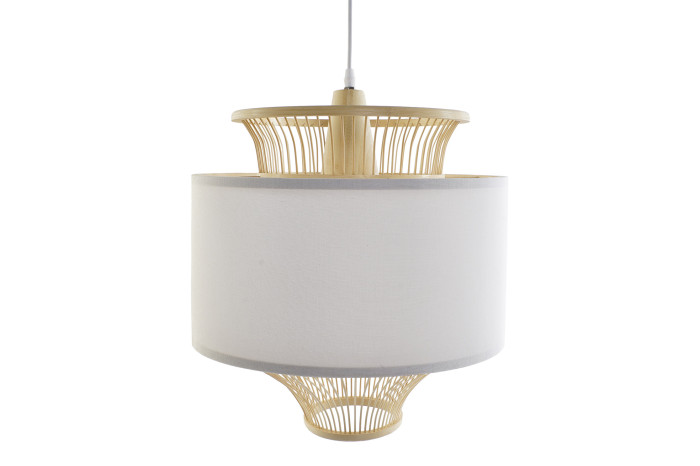 LAMPARA TECHO BAMBU POLIESTER 40X40X52 BLANCO - Imagen 1