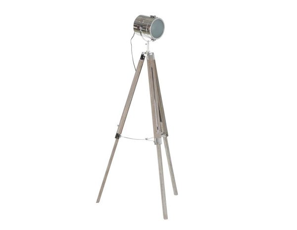 LAMPARA PIE MADERA METAL 66X66X142 TRIPODE