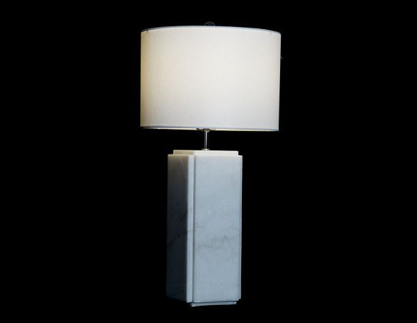 LAMPARA SOBREMESA MARMOL METAL 33X33X65 BLANCO