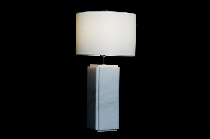 LAMPARA SOBREMESA MARMOL METAL 33X33X65 BLANCO - Imagen 1