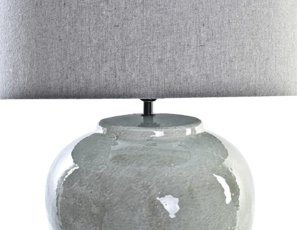 LAMPARA SOBREMESA CERAMICA LIENZO 42X42X60 GRIS