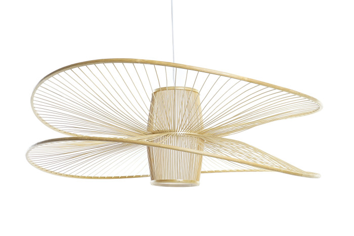 LAMPARA TECHO BAMBU POLIESTER 100X100X32 NATURAL - Imagen 1