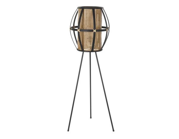 LAMPARA PIE BAMBU METAL 38X38X119 NEGRO