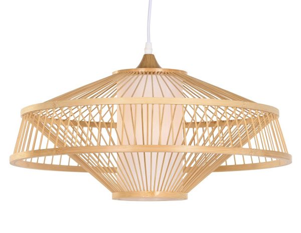 LAMPARA TECHO BAMBU POLIESTER 50X50X23 E27 NATURAL