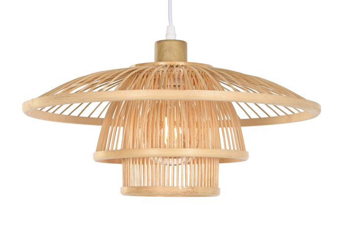 LAMPARA TECHO BAMBU 40X40X17 E27 NATURAL NATURAL - Imagen 1