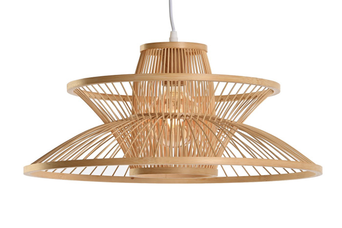 LAMPARA TECHO BAMBU 50X50X22 NATURAL MARRON CLARO - Imagen 1