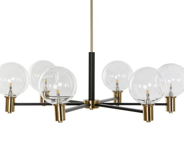LAMPARA TECHO METAL CRISTAL 83X83X128 BOLAS NEGRO
