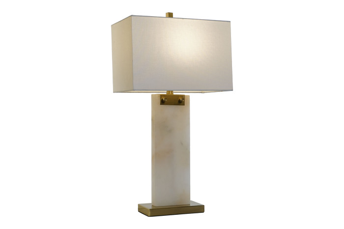 LAMPARA SOBREMESA MARMOL METAL 38X25X76 BLANCO - Imagen 1