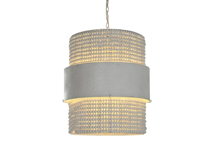 LAMPARA TECHO HIERRO MADERA 51X60X69 BLANCO - Imagen 1