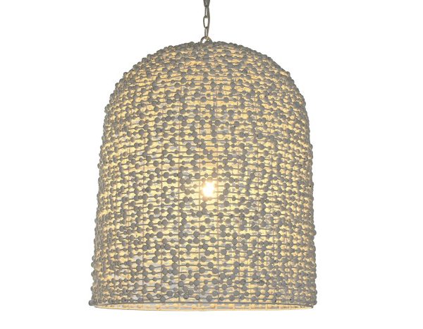 LAMPARA TECHO HIERRO MADERA 58X58X71 BLANCO