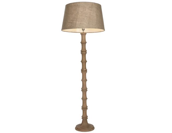 LAMPARA PIE MADERA YUTE 58X58X178 TALLADA