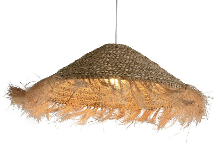 LAMPARA TECHO FIBRA SEAGRASS 70X70X25 NATURAL - Imagen 1