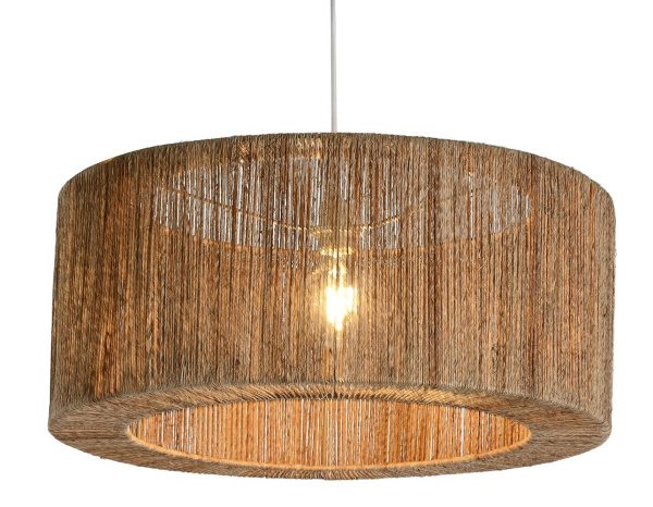 LAMPARA TECHO YUTE METAL 60X60X25 NATURAL MARRON
