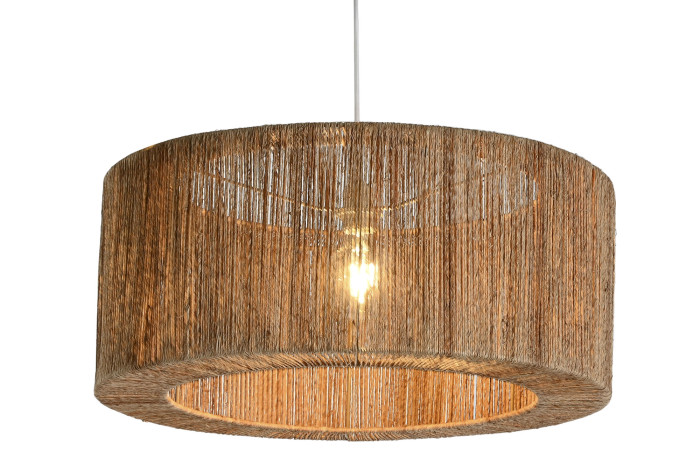 LAMPARA TECHO YUTE METAL 60X60X25 NATURAL MARRON - Imagen 1