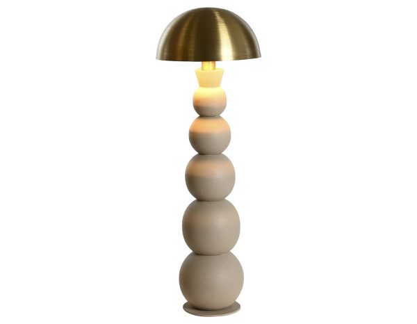 LAMPARA PIE METAL 31X31X92 CREMA