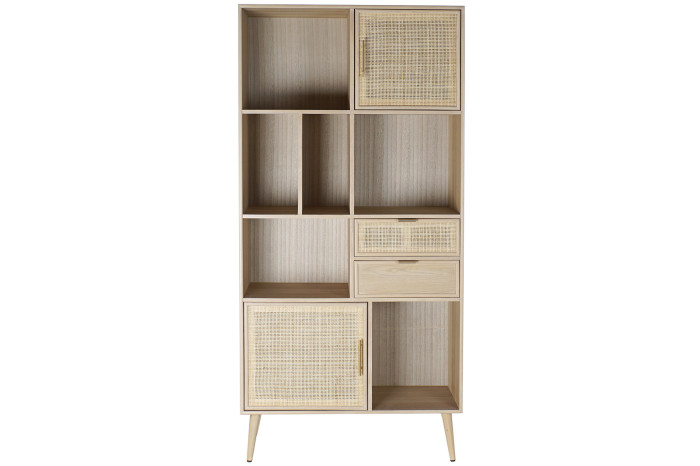 ESTANTERIA PAULOWNIA MDF 90X37X189 REJILLA NATURAL - Imagen 1