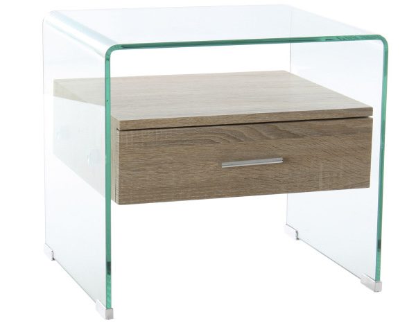 MESITA DE NOCHE CRISTAL MDF 50X40X45,5 10 MM.