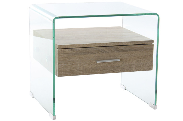 MESITA DE NOCHE CRISTAL MDF 50X40X45,5 10 MM. - Imagen 1