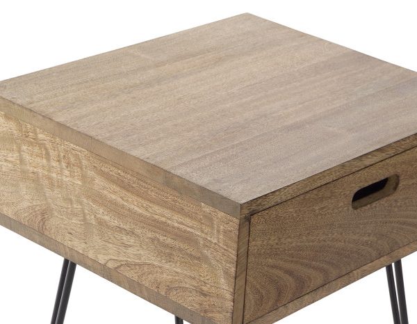 MESITA DE NOCHE MANGO METAL 48,5X40,5X61 MARRON