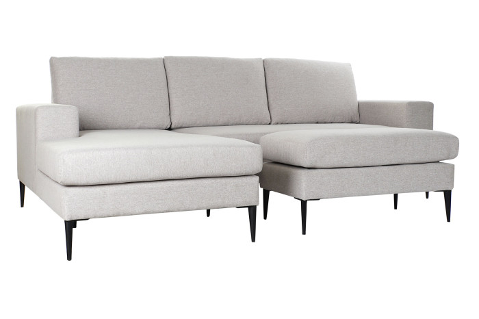 SOFA POLIESTER METAL 240X160X88 CHAISELONGUE GRIS - Imagen 1