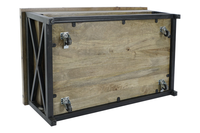 MESA CENTRO MANGO METAL 116X74X44 48,50 RUEDAS - Imagen 1