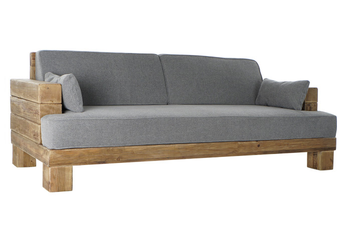 SOFA MADERA RECICLADA POLIESTER 224X95X82 GRIS - Imagen 1