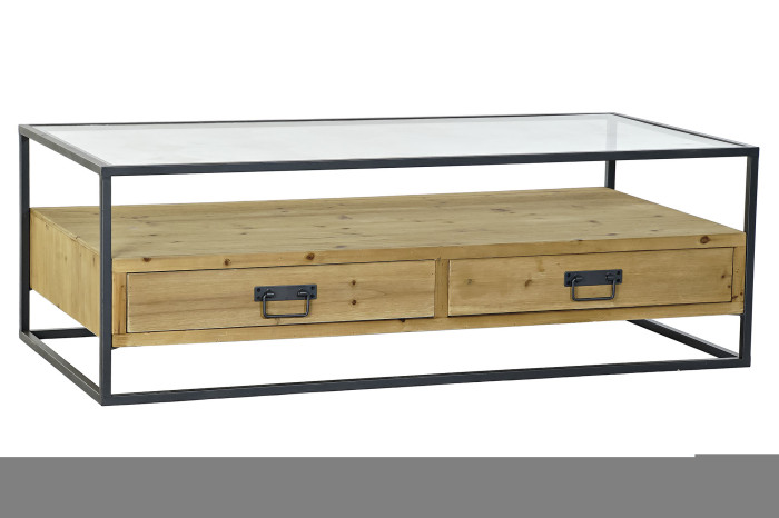 MESA CENTRO ABETO CRISTAL 120X60X40 MARRON CLARO - Imagen 1