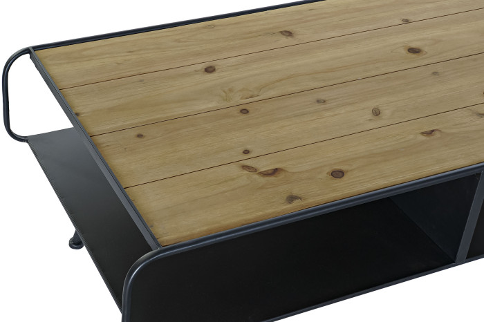 MESA CENTRO ABETO METAL 120X60X45 MARRON CLARO - Imagen 1