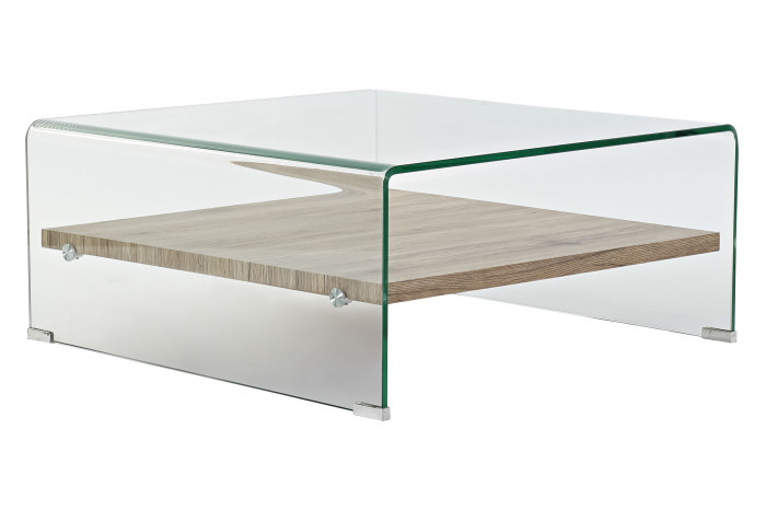MESA CENTRO CRISTAL TEMPLADO MDF 80X80X35 - Imagen 1