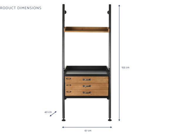 ESTANTERIA ABETO METAL 67X40X155 NEGRO