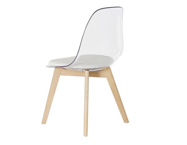 SILLA POLICARBONATO MADERA 54X47X81 TAPIZADO