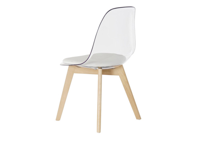 SILLA POLICARBONATO MADERA 54X47X81 TAPIZADO - Imagen 1