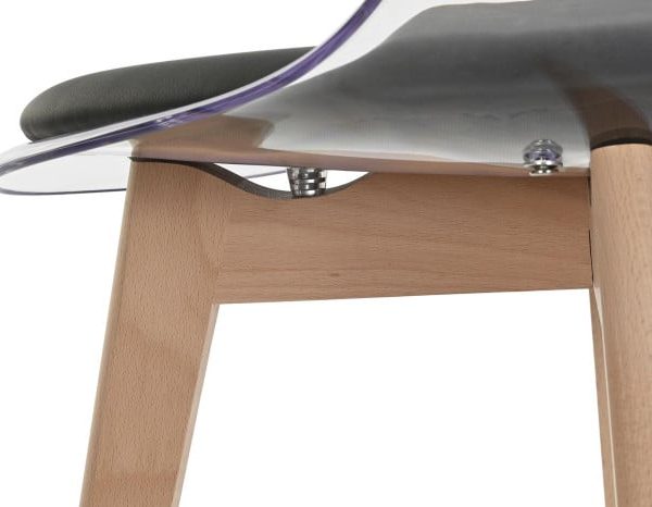 SILLA POLICARBONATO MADERA 54X47X81 TAPIZADO NEGRO