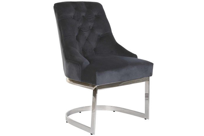SILLA ACERO POLIESTER 60X58X93 TERCIOPELO NEGRO - Imagen 1
