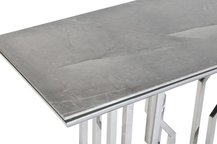 CONSOLA ACERO CRISTAL 120X40X78 SIMIL MARMOL - Imagen 1