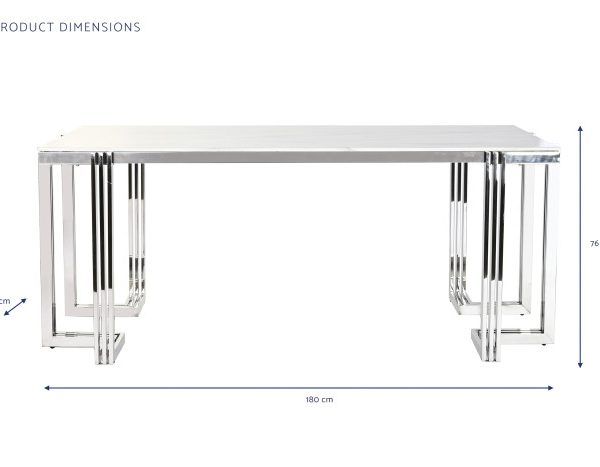 MESA COMEDOR ACERO CRISTAL 180X90X76 SIMIL MARMOL