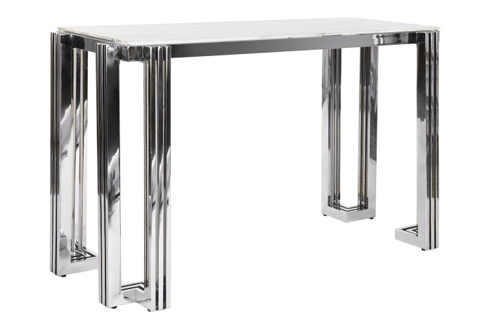 CONSOLA ACERO CRISTAL 120X45X78 SIMIL MARMOL - Imagen 1