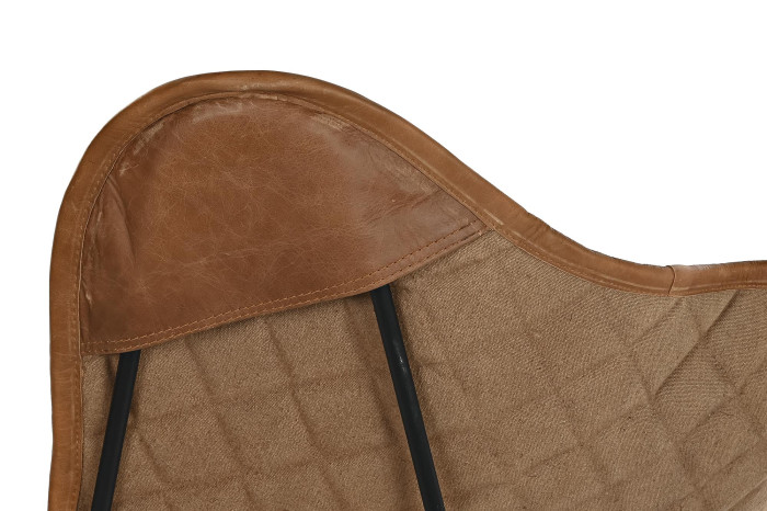 SILLA PIEL METAL 76X75X91 MARRON - Imagen 1